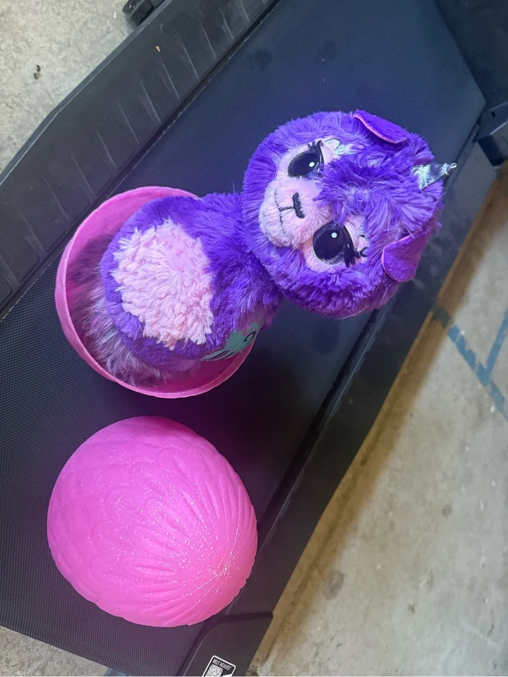 Purple Plush Cat Toy with Pink Accent - Soft Interactive Pet Plush